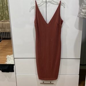 Coral velvet maxi dress with vee neck and back